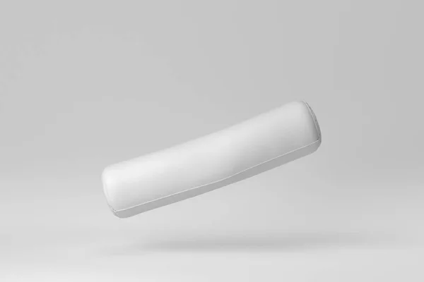 White Bolster Long Pillows White Background Minimal Concept Render — Stock Photo, Image