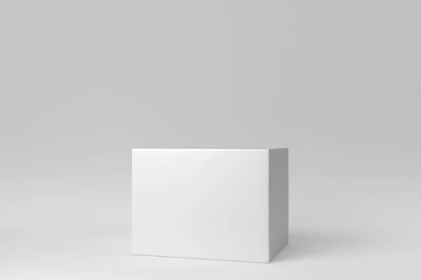 白色背景的白色立方体 最小的概念 3D渲染 — 图库照片
