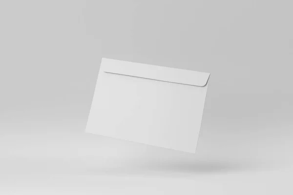 Enveloppe Papier Sur Fond Blanc Concept Minimal Rendu — Photo