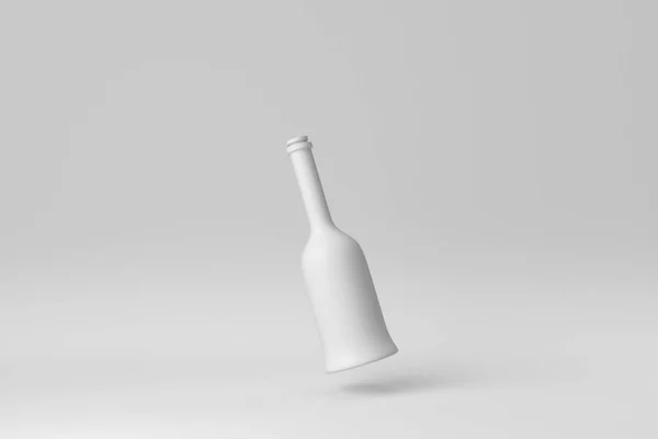 白を基調としたワインボトルモックアップ 最小限の概念 3Dレンダリング — ストック写真