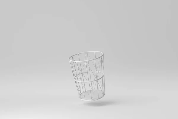 白い背景に金属製のバスケット 最小限の概念 3Dレンダリング — ストック写真