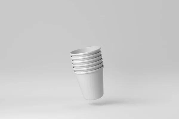 Στοίβα Χάρτινες Κούπες Καφέ Λευκό Φόντο Πρότυπο Σχεδιασμού Mock Απόδοση — Φωτογραφία Αρχείου