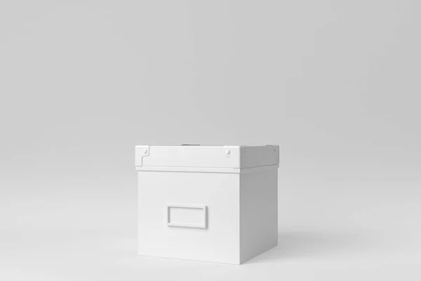 Caja Blanca Sobre Fondo Blanco Plantilla Diseño Mock Renderizado — Foto de Stock