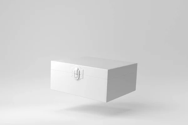 Caja Blanca Sobre Fondo Blanco Plantilla Diseño Mock Renderizado — Foto de Stock