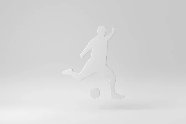 Joueur Football Action Bottes Bottant Ballon Pour Sur Fond Blanc — Photo