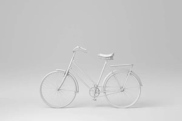 Bicicletta Isolata Fondo Bianco Concetto Minimale Monocromatico Rendering Foto Stock