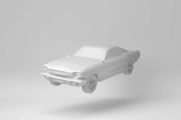 Carro Isolado Fundo Branco Conceito Mínimo Polígono Monocromático Renderização Imagem De Stock