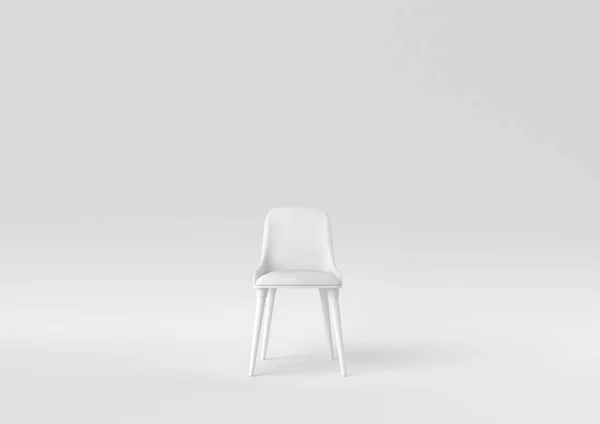 Białe Nowoczesne Krzesło Białym Tle Minimalny Pomysł Koncepcyjny Monochromatyczne Renderowanie — Zdjęcie stockowe
