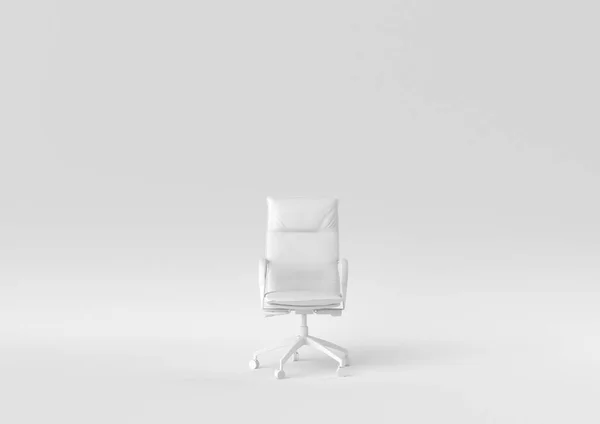 白色背景的白色办公椅 最小的概念概念 3D渲染 — 图库照片