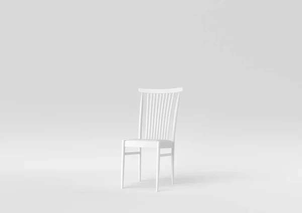 白い背景に白い木製の快適な椅子 最小限の概念です モノクロだ 3Dレンダリング — ストック写真