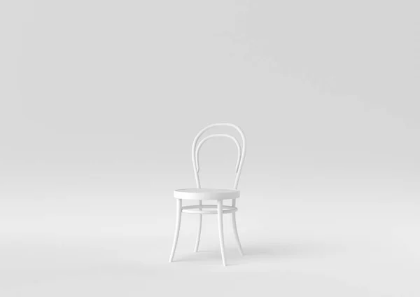 Białe Nowoczesne Krzesło Białym Tle Minimalny Pomysł Koncepcyjny Monochromatyczne Renderowanie — Zdjęcie stockowe