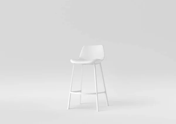 White Bar Stool White Background Minimal Concept Idea Monochrome Render — Stock Photo, Image