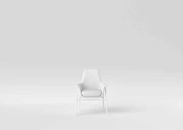 Cadeira Moderna Branca Fundo Branco Ideia Conceito Mínimo Monocromático Renderização — Fotografia de Stock