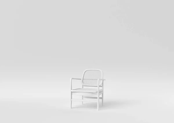 White Wooden Comfortable Chair White Background Minimal Concept Idea Monochrome — Stock Photo, Image