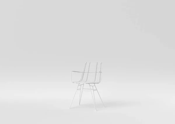 Cadeira Moderna Branca Fundo Branco Ideia Conceito Mínimo Monocromático Renderização — Fotografia de Stock