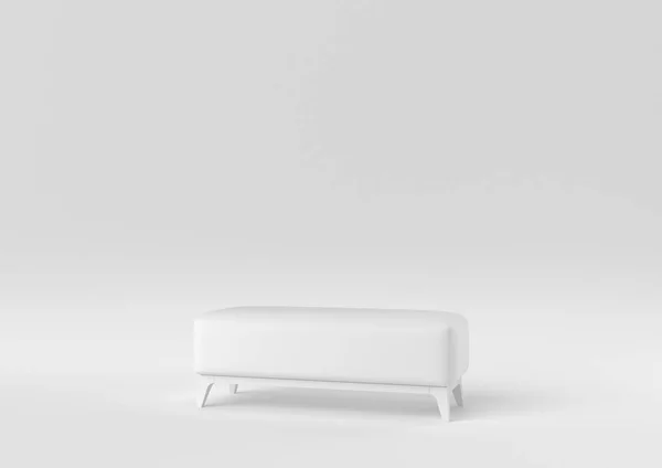 Panca Moderna Bianca Sfondo Bianco Idea Concetto Minimale Monocromatico Rendering — Foto Stock