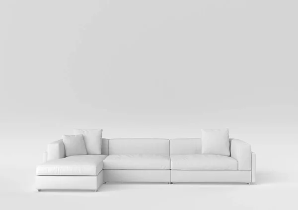 Білий Сучасний Диван Ліжко Білому Тлі Мінімальна Концепція Монохромний Візуалізація — стокове фото
