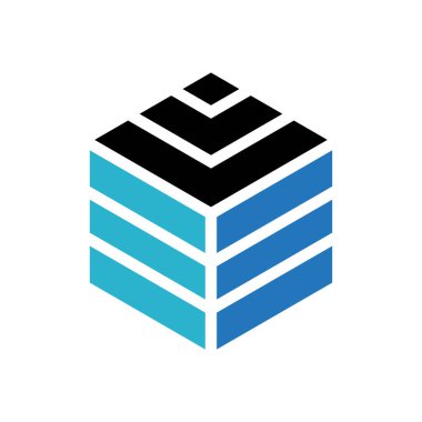 soyut geometrik küp logo vektör şablonu