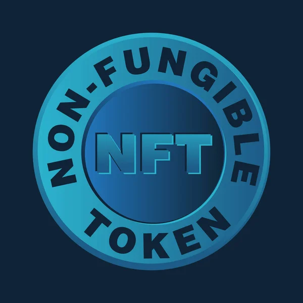Mavi daire sikke NFT logo rozet vektör şablonu