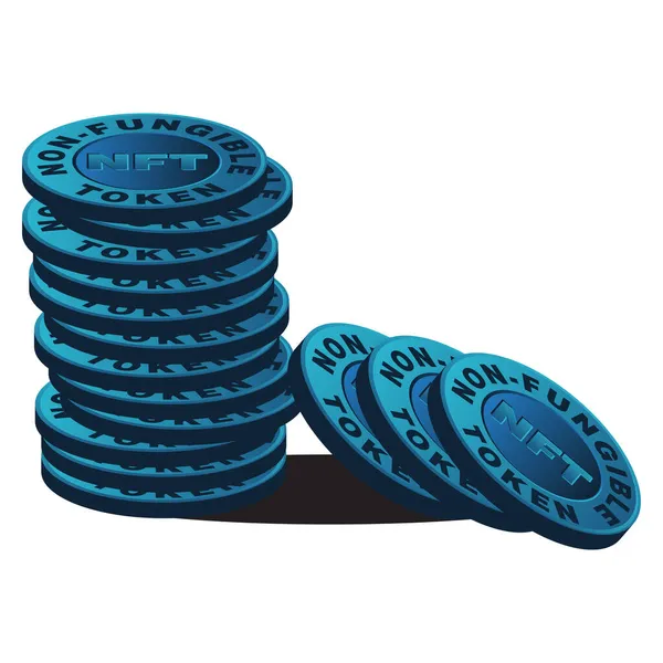Haufen Nft Blue Coins Vektor Illustration — Stockvektor