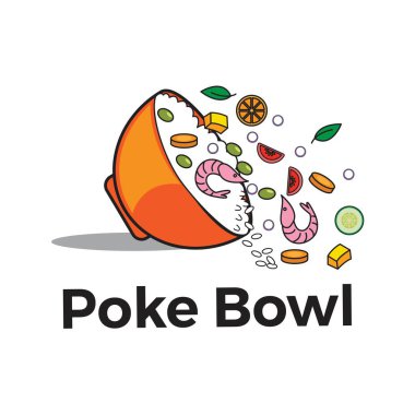Poke bowl restoranı logo vektörü