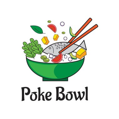 Poke bowl restoranı logo vektörü