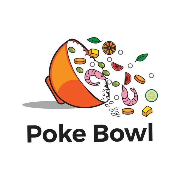 Вектор Логотипа Ресторана Poke Bowl — стоковый вектор