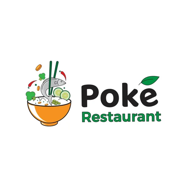 Poke Bowl Restaurace Logo Vektor — Stockový vektor