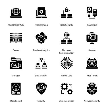 Büyük Veri Kabartma Simgeleri - Katı, Vektörler