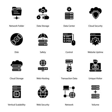 Büyük Veri Kabartma Simgeleri - Katı, Vektörler