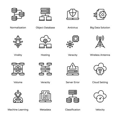 Büyük Veri Özeti Simgeleri - Felç Edildi, Vektörler