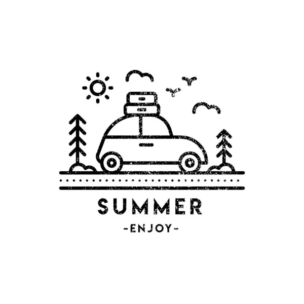Λογότυπο Πρότυπο Περιήγηση Καλοκαίρι Διακοπές Ετικέτες Και Σήματα Ρετρό Λογότυπο — Διανυσματικό Αρχείο