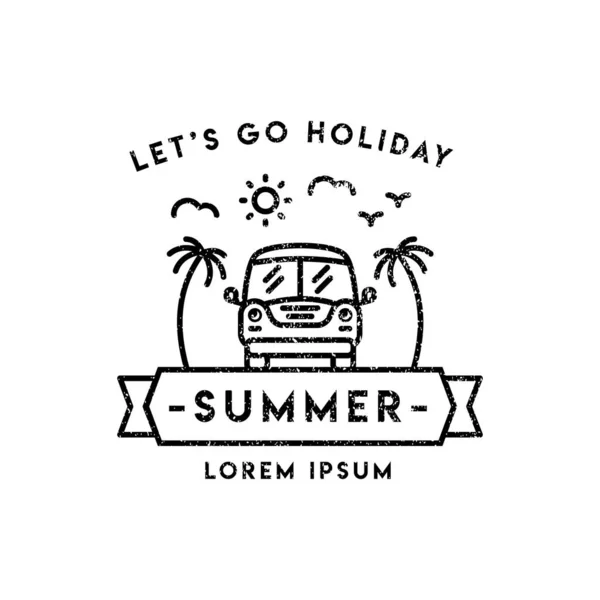 Λογότυπο Πρότυπο Περιήγηση Καλοκαίρι Διακοπές Ετικέτες Και Σήματα Ρετρό Λογότυπο — Διανυσματικό Αρχείο