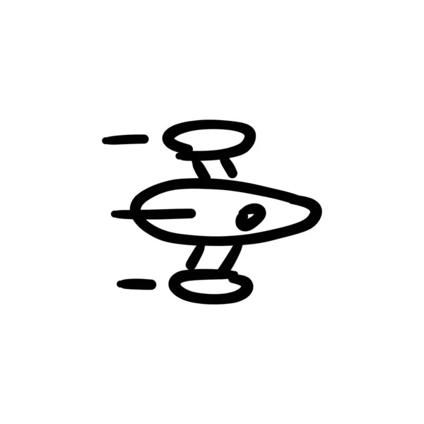 Helikopter Drón Ikon Vektorban Logotípus Doodle — Stock Vector