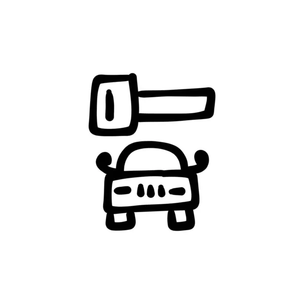 Icona Chiave Del Veicolo Nel Vettore Logotipo Doodle — Vettoriale Stock