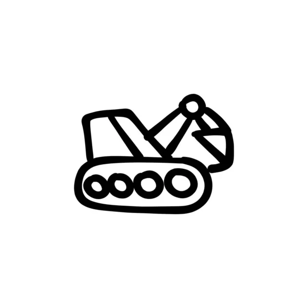 Carretera Bulldozer Icono Vector Logotipo Doodle — Archivo Imágenes Vectoriales