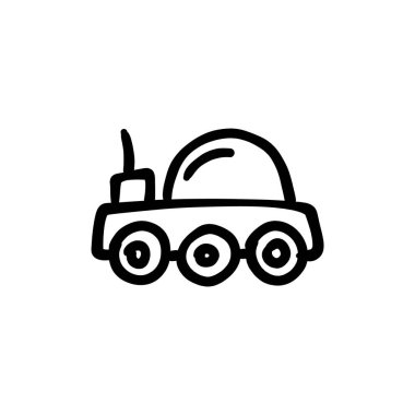 Uzay aracı simgesi vektörde. Logotype - Doodle