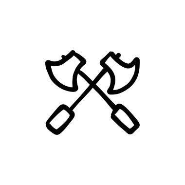 Vektör olarak çapraz balta simgesi. Logotype - Doodle