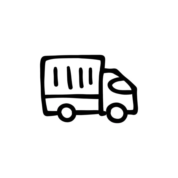 Icono Camión Entrega Vector Logotipo Doodle — Vector de stock
