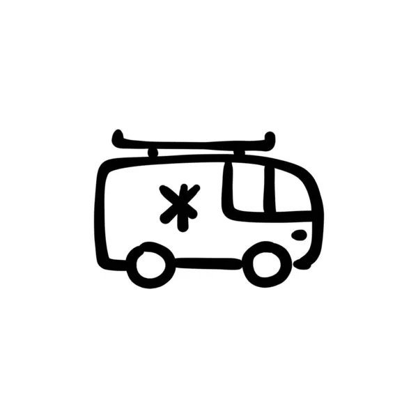 Ambulance Icoon Vector Logotype Doodle — Stockvector