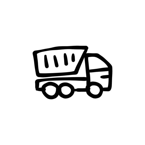 Dump Truck Icoon Vector Logotype Doodle — Stockvector