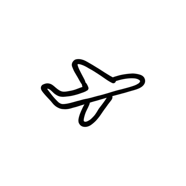 Aeroplan Ikon Vektor Logotyp Doodle — Stock vektor