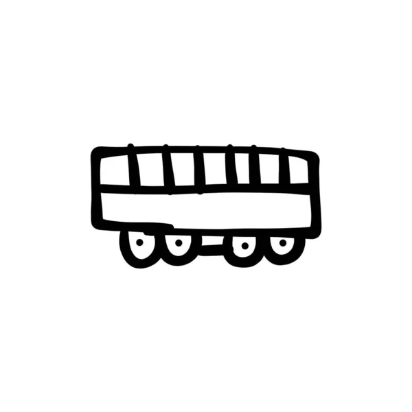 Eisenbahnbus Ikone Vektor Logotype Doodle — Stockvektor