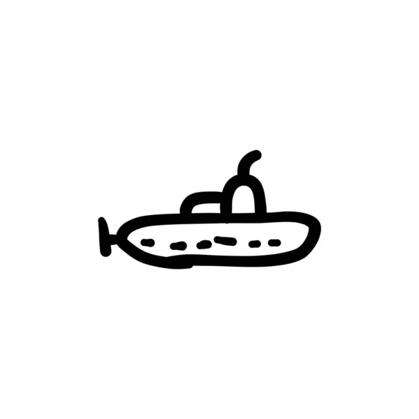 Icona Militare Sottomarina Vettore Logotipo Doodle — Vettoriale Stock