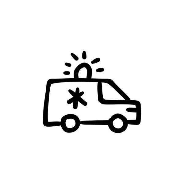 Rescue Van Icon Vector Logotype Doodle — Stock Vector