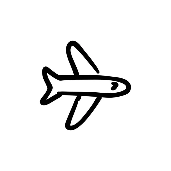 Icono Avión Vector Logotipo Doodle — Archivo Imágenes Vectoriales