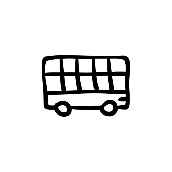 Icona Del Doppio Bus Nel Vettore Logotipo Doodle — Vettoriale Stock