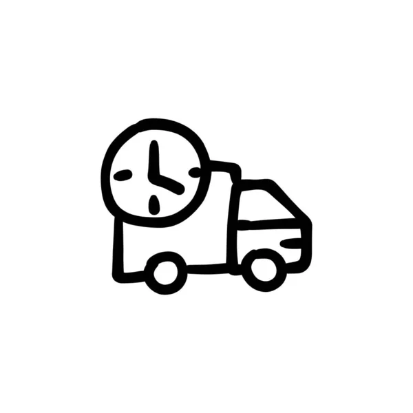 Time Delivery Icon Vector Logotype Doodle — Stock Vector