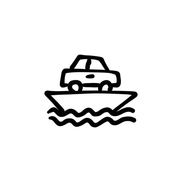 Lieferschiff Symbol Vektor Logotype Doodle — Stockvektor