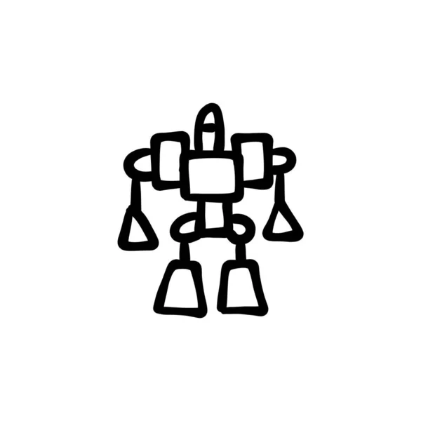 Robot Ikon Vektorban Logotípus Doodle — Stock Vector